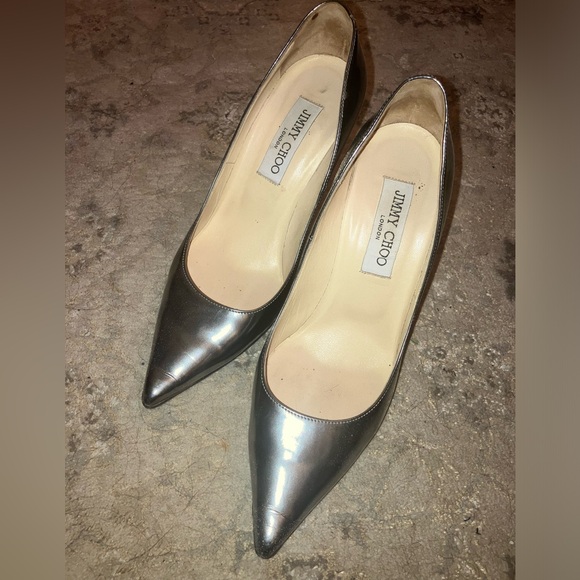 Jimmy Choo Anouk 120 Heels In Silver Leather Heels Pumps Size 36.5 - Picture 5 of 8